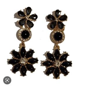 Black and gold rhinestone earrings